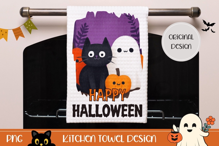 Happy Halloween Towel Design, Funny Halloween Ghost PNG
