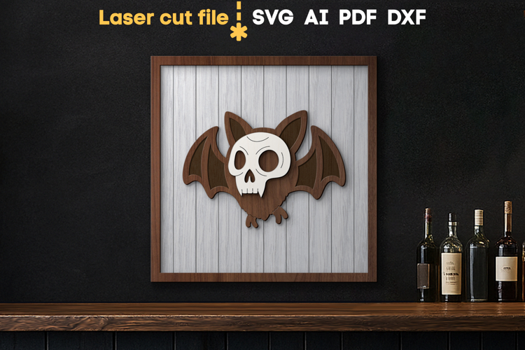 Halloween Bat Skull SVG laser cut file for Glowforge