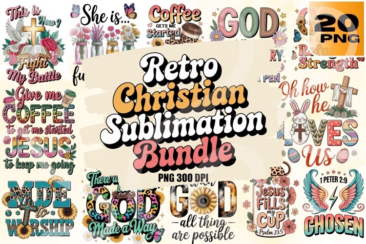 Faith & Retro Vibes Christian Quotes PNG Pack