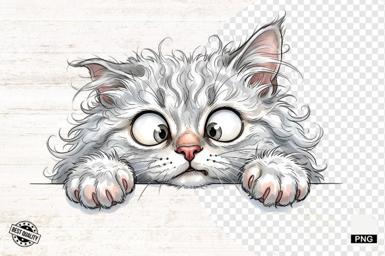 Whimsical Peeking Cat Png - Cats Clipart
