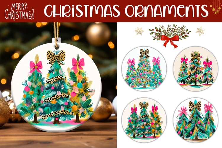Rustic Christmas Tree Round Ornaments Sublimation