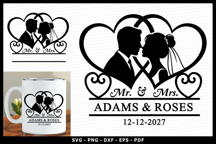 Wedding Silhouette Couple Heart Laser Cut Sign SVG Designs