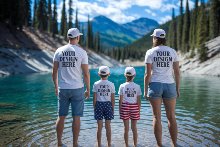 Bella Canvas 3001 Family Group T-Shirt Mockup