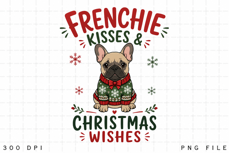 French Bulldog Christmas PNG, Frenchie Christmas Design, Dog