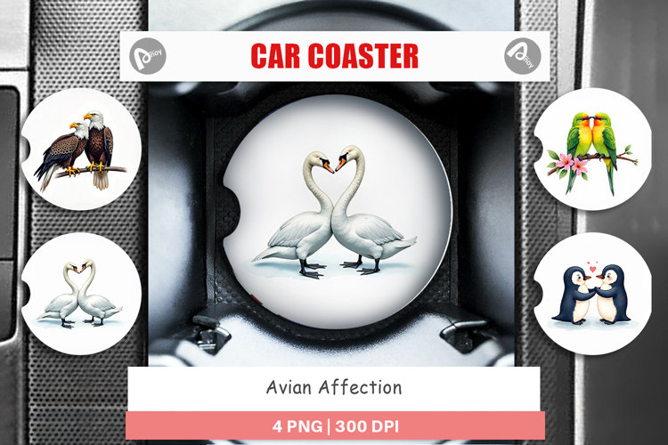 Avian Bird Couples Car Coaster
