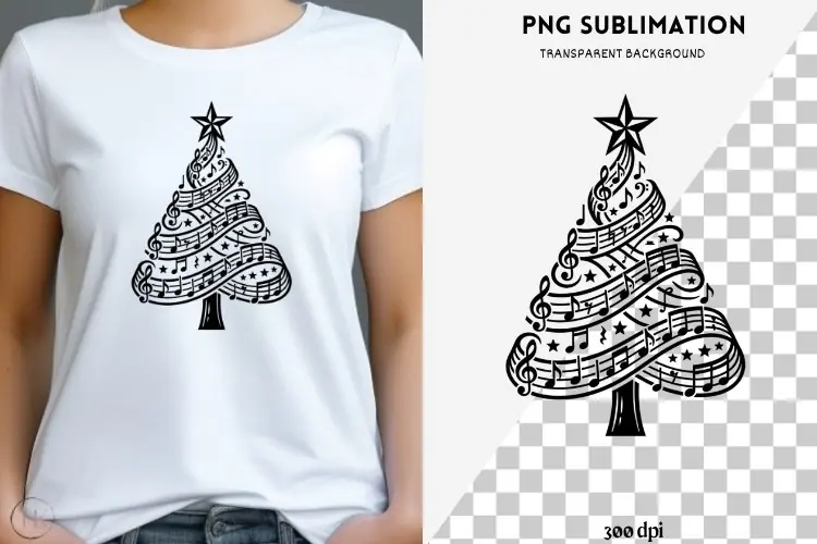 Christmas tree silhouette png design for T-shirts