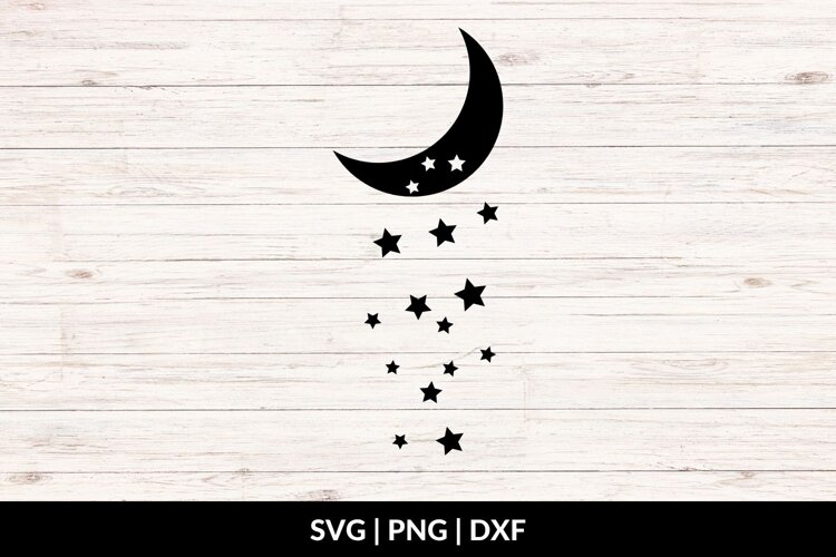 Moon and Stars SVG, Celestial Moon Clipart example image 1