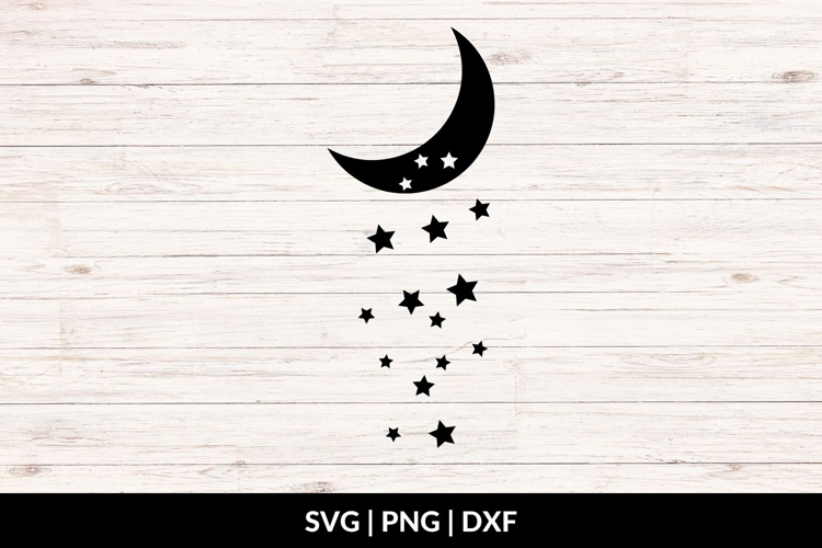 Moon and Stars SVG, Celestial Moon Clipart