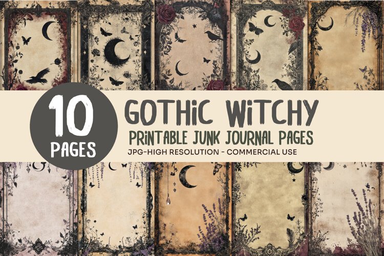 Moonlit Gothic Junk Journal Pages example image 1