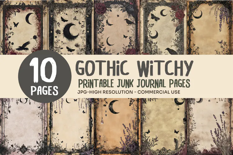 Moonlit Gothic Junk Journal Pages