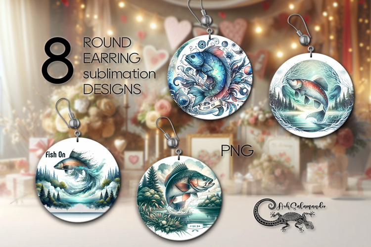 Fish On | Fishing Round earring sublimation design bundle