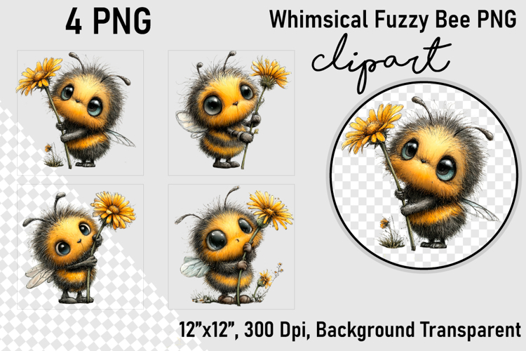 Whimsical Fuzzy Bee PNG Clipart, Clipart PNG