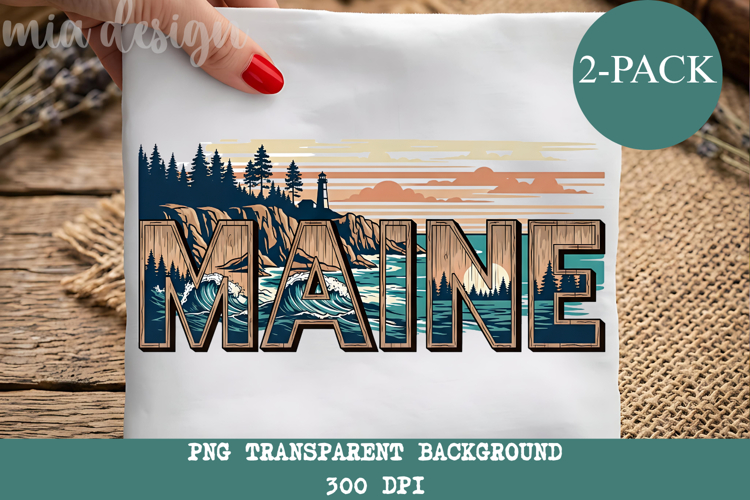Maine State PNG, Vintage Coastal Lighthouse Sublimation