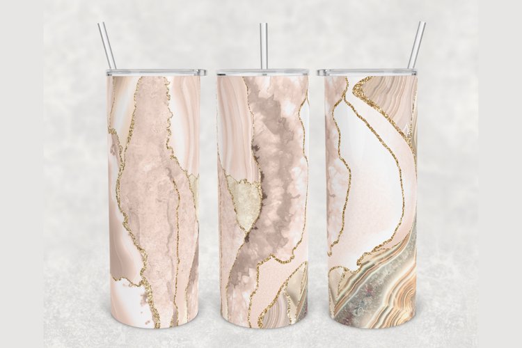 Peach Agate Gold Marble 20 oz sublimation design tumbler