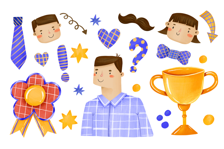 Father Day Clipart Hand Drawn Digital Illustration