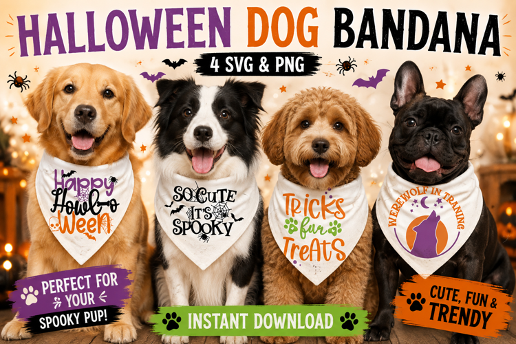 Halloween Dog Bandana SVG PNG, Spooky Pet Sayings