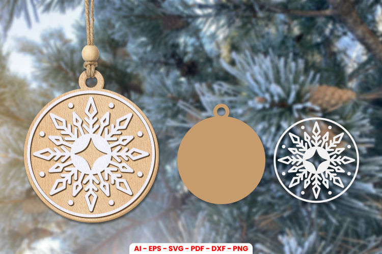 Christmas Ornament Laser Cut SVG | Holiday Bauble Decoration