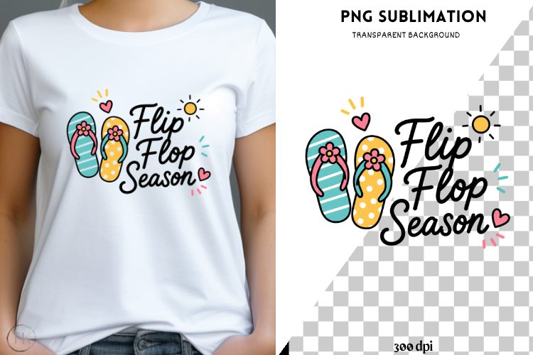 Flip Flop Season PNG | Cute Summer Sandals Design | Beach example image 1