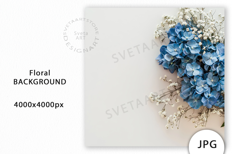 Blue Hydrangea Flowers Mockup JPG