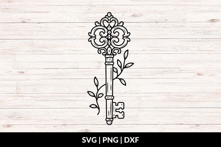 Hand Drawn Ornate Key SVG - Halloween SVG