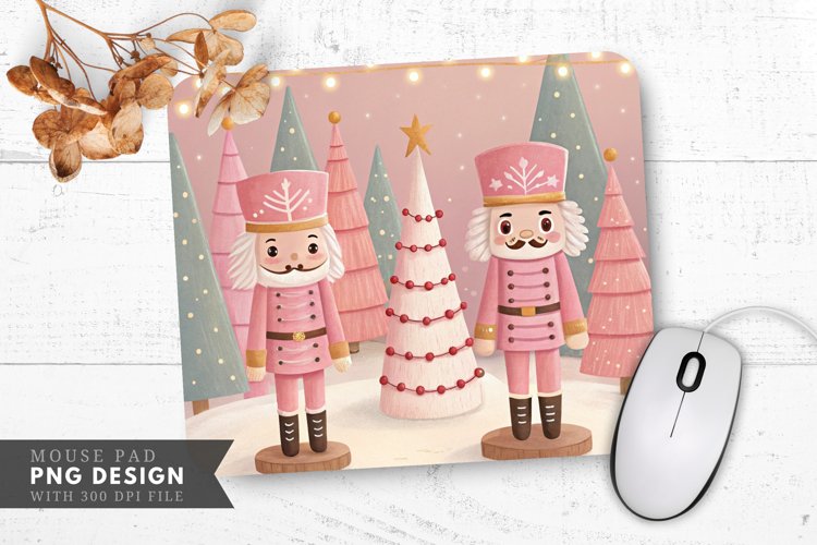 Whimsical Nutcracker Christmas Scene Mouse Pad PNG