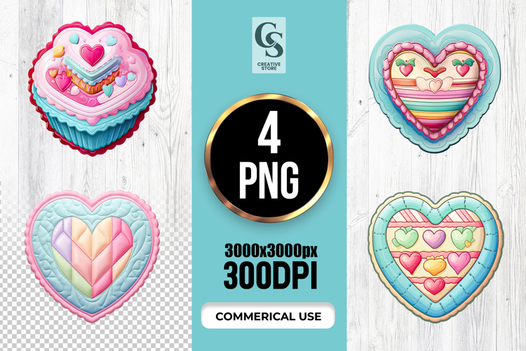 Cute Heart Cake Dessert Clipart Sublimation PNG
