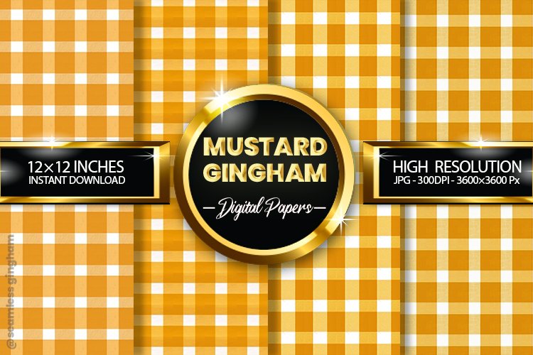 Mustard Gingham Digital Papers 04 Variations