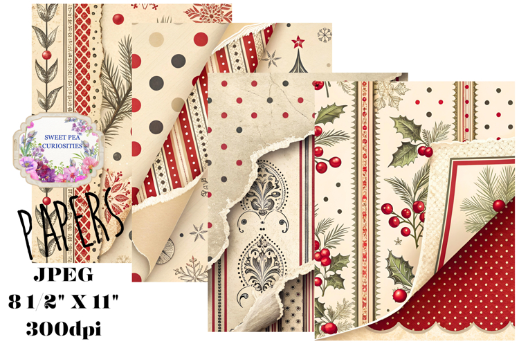 Christmas, Red, Black, Papers, Junk Journal