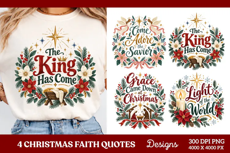 4 Christmas Faith Quote PNG Designs, Christian Christmas Shi
