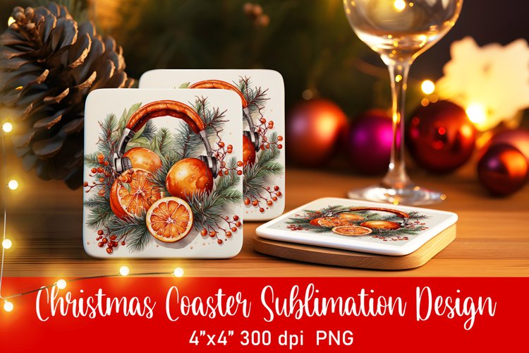 Vintage Christmas Coaster Sublimation PNG