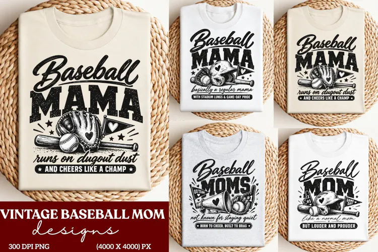 Baseball Mama Dugout Dust PNG, Vintage Baseball Mom Game Day