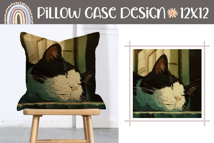 Cartoon Cat Pillow Design, Animals Pillow Sublimation