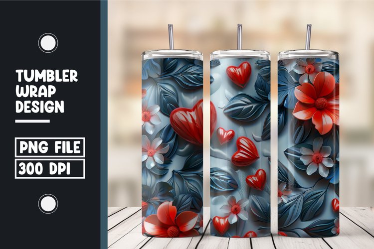 Heart Flower Tumbler Wrap Design