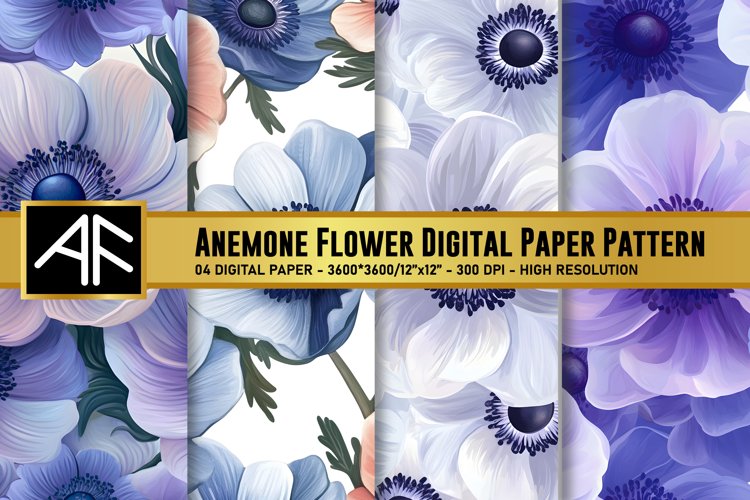Anemone Flower Digital Paper Pattern