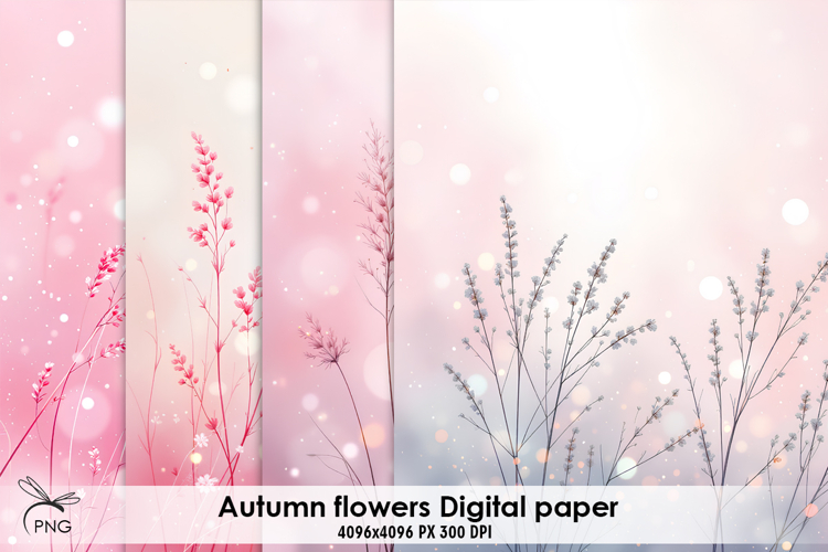 Autumn flowers digital paper