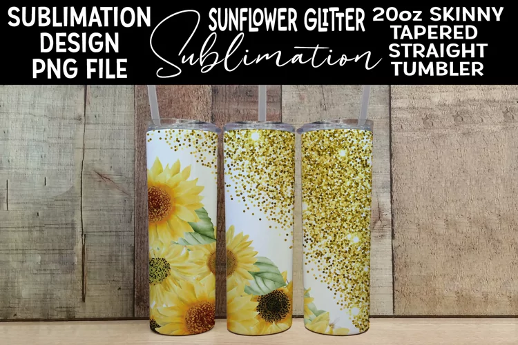 Glitter Sunflower Gold 20oz Skinny Tumbler