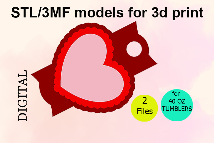 Heart, 40 OZ Tumbler, STL/3MF files for 3D Printing