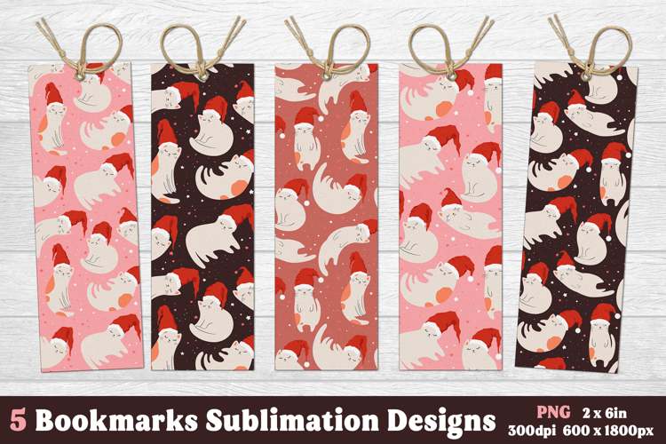 Cute Christmas Cats Printable Bookmark Sublimation Bundle