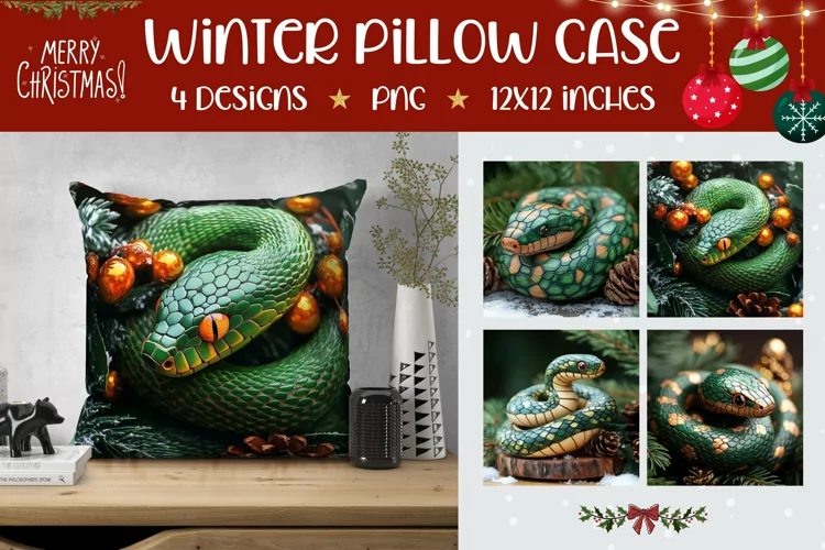 Wooden Snake Pillowcase, Green Snake Pillow Case