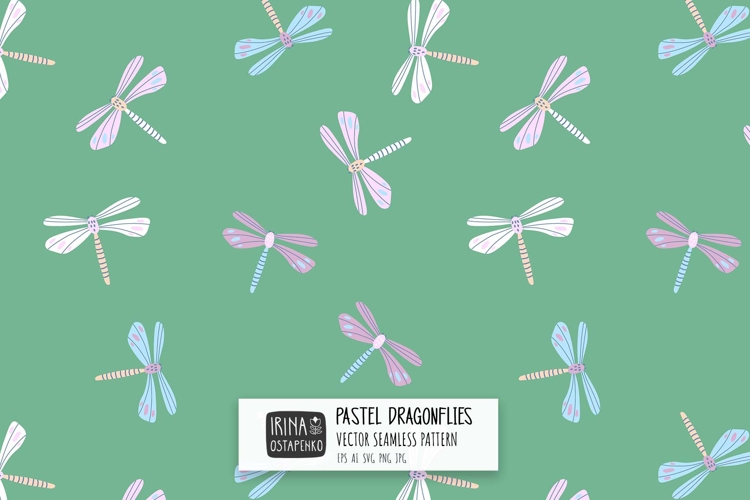 Pastel Dragonflies Seamless Pattern