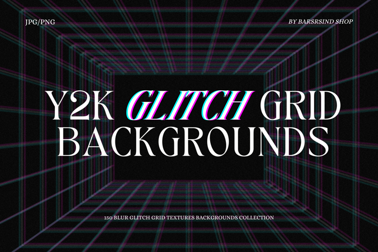 Y2K Glitch Grid Dark Grainy Effect Backgrounds