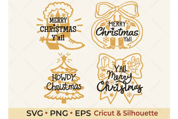Western Christmas SVG Designs | Merry Christmas Y’all