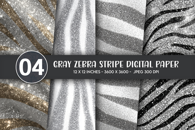 Gray Zebra Stripe Digital Paper