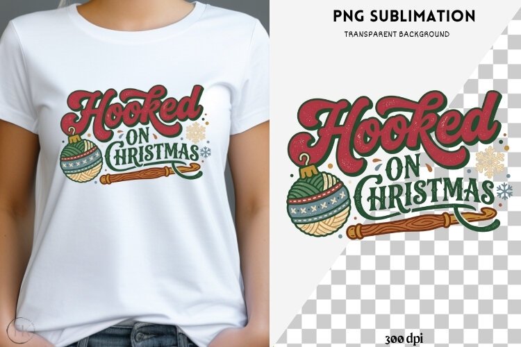 Christmas crochet png design for T-shirts example image 1