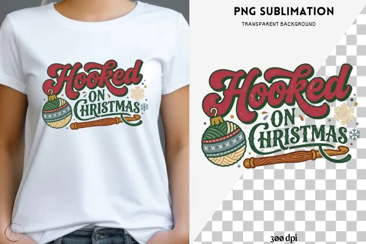 Christmas crochet png design for T-shirts