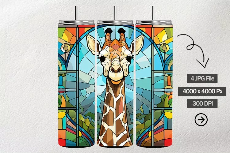 Baby Giraffe Stained Glass Square Coaster - 04 Variations