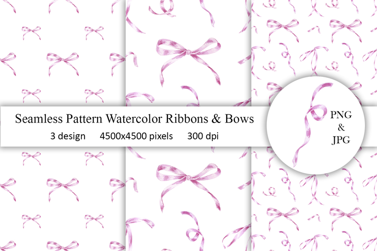 Bows Ribbon Watercolor Patterns Seamless
