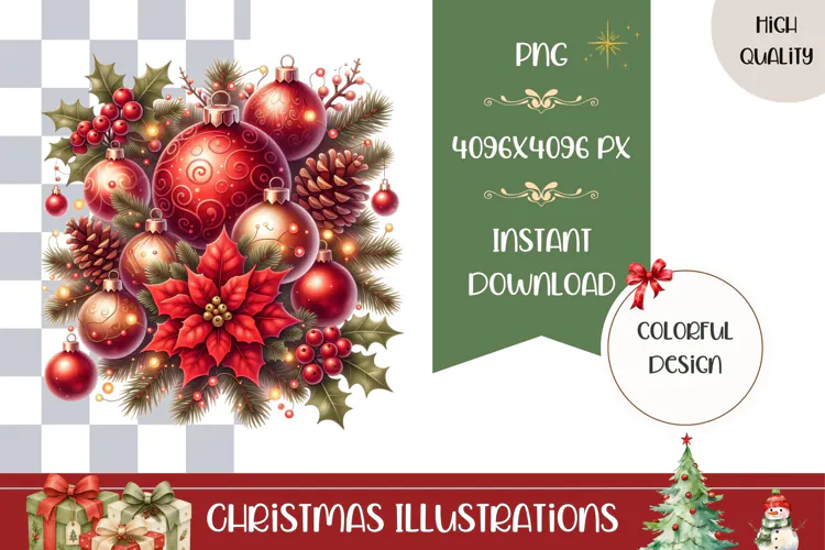 Christmas Balls Illustration, Cartoon Christmas Illustration