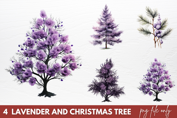 Lavender And Christmas Tree Sublimation PNG