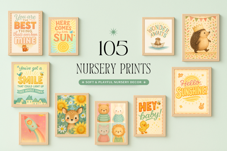 105 Nursery Prints | Kids Wall Art Set